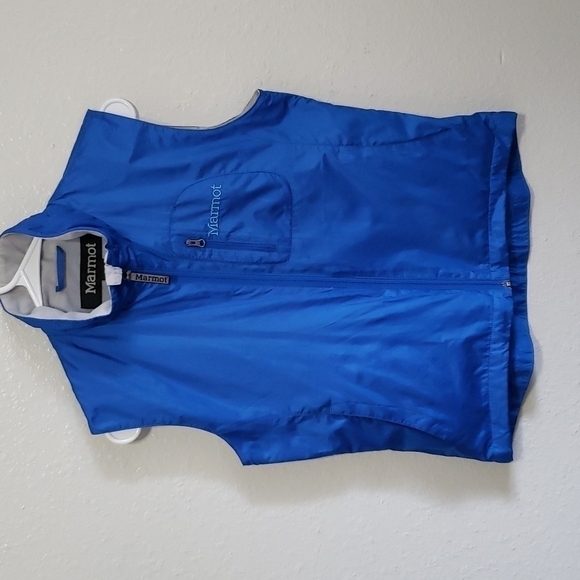 MARMOT Vibrant Blue Windbreaker Full Zip Sleeveless Vest Size SP - Picture 9 of 16